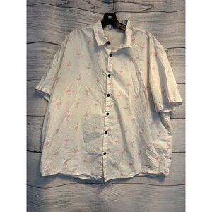 Vatpave Men's Flamingo Print Button-Up Shirt Size XXL